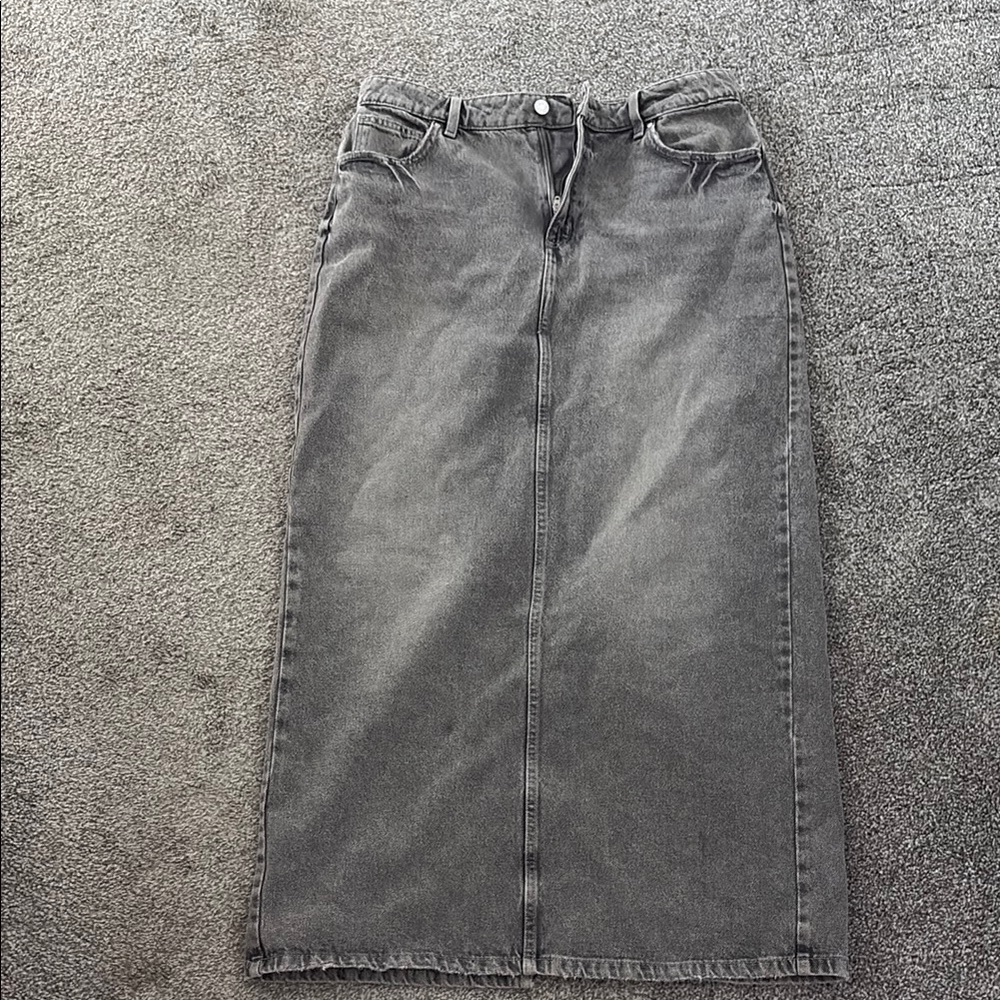 Gray Denim Maxi Skirt